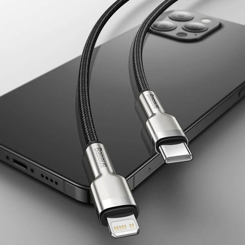 Καλώδιο Δεδομένων και Φόρτισης USB-C - Lightning Baseus Cafule Metal, 20W, 1m, Πράσινο CATLJK-A06