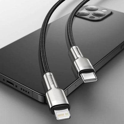 Καλώδιο Δεδομένων και Φόρτισης USB-C - Lightning Baseus Cafule Metal, 20W, 1m, Πράσινο CATLJK-A06