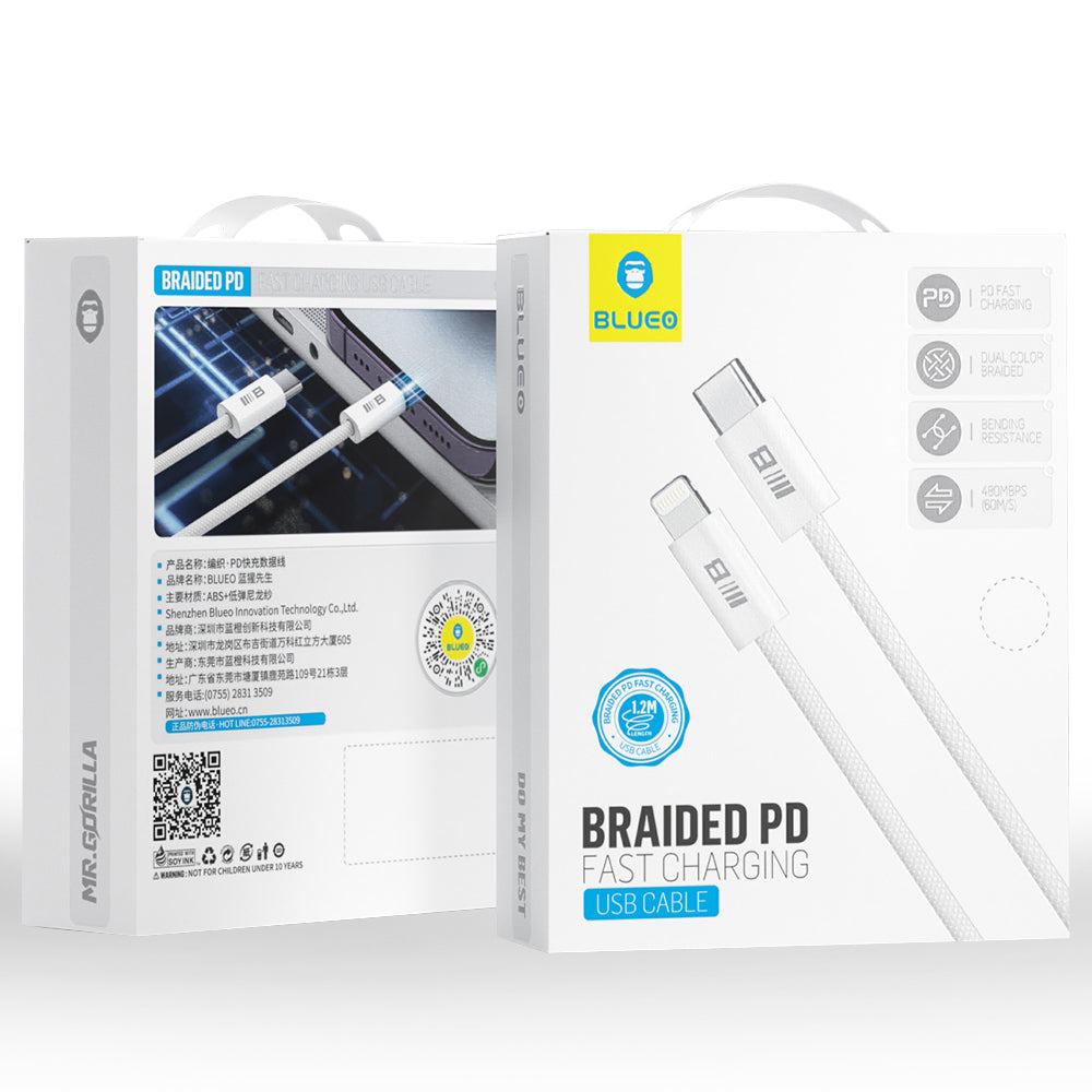 Καλώδιο Δεδομένων και Φόρτισης USB-C - Lightning Blueo, 20W, 1.2m, Λευκό