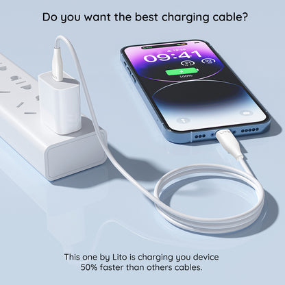 USB-C to Lightning Data and Charging Cable Lito LD03, 27W, 1m, White