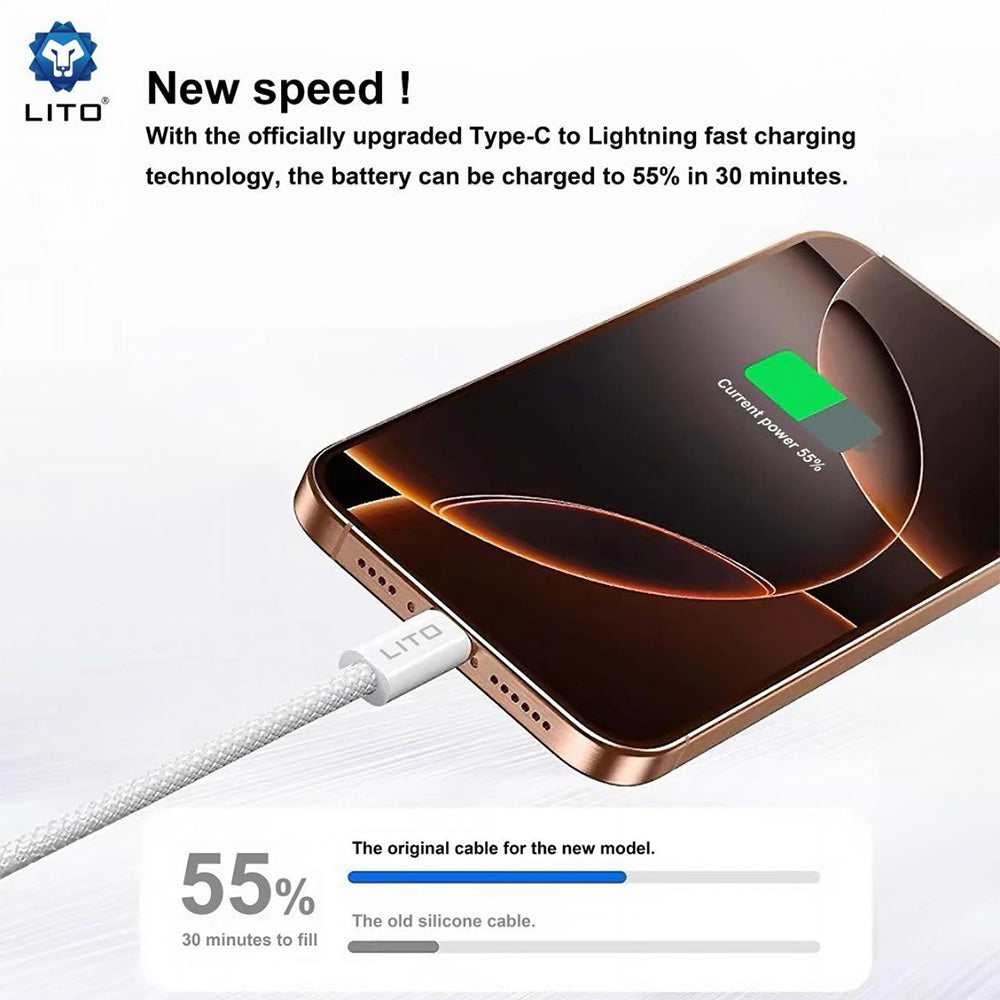 USB-C to Lightning Data and Charging Cable Lito LD04CL, 27W, 1m, White