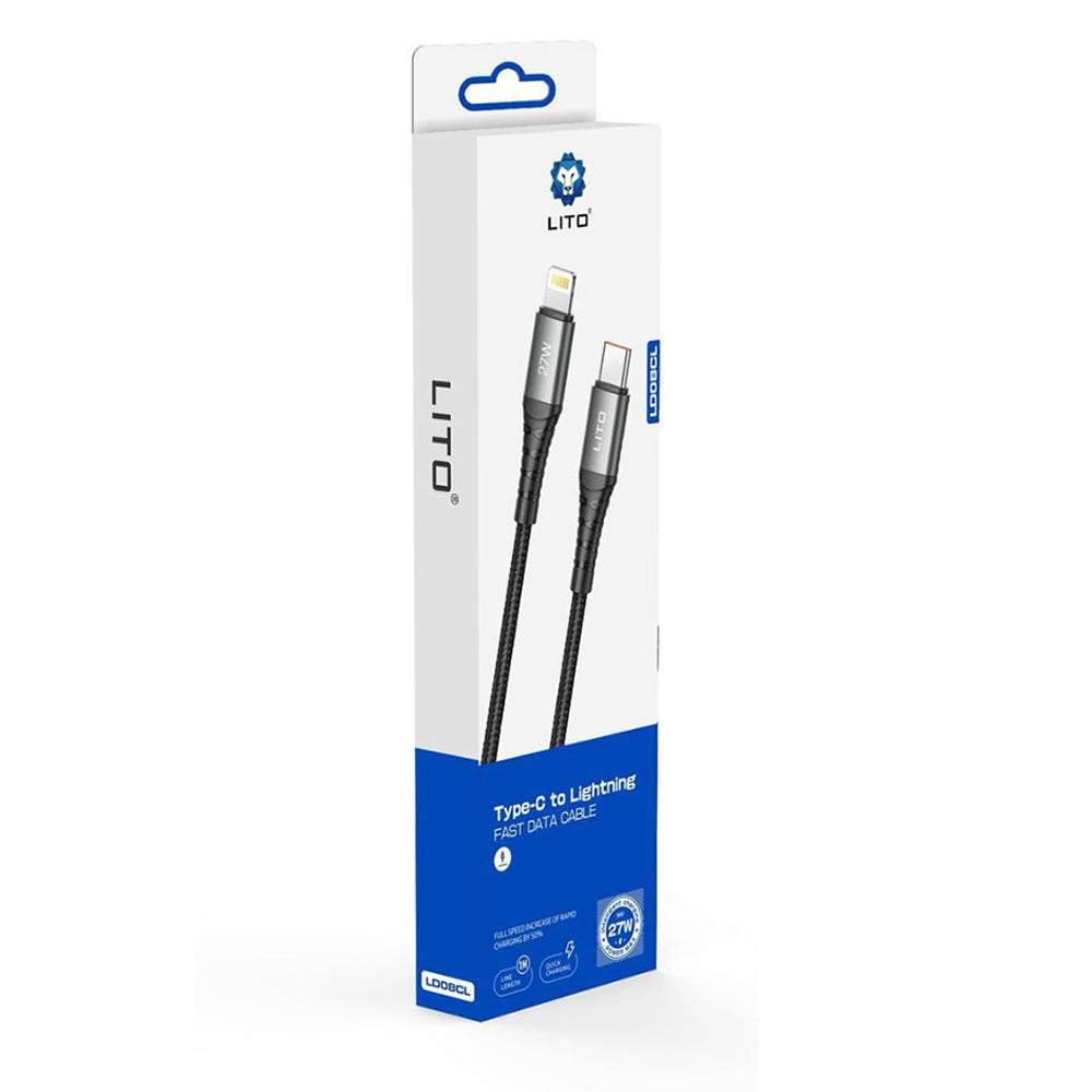 USB-C to Lightning Data and Charging Cable Lito LD08CL, 27W, 1m, Black