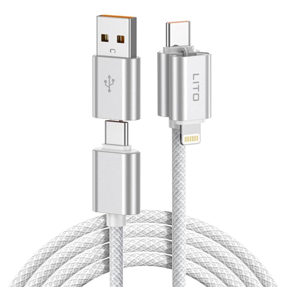 USB-C / USB-A - USB-C / Lightning Lito LD21 Data and Charging Cable, 100W, 1m, White
