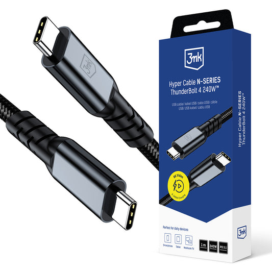 USB-C Data and Charging Cable - USB-C 3MK Hyper N Thunderbolt 4, 240W, 1m, Black