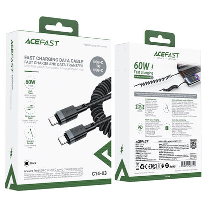 Καλώδιο Δεδομένων και Φόρτισης USB-C - USB-C Acefast C14-03, 60W, 1.2m, Μαύρο