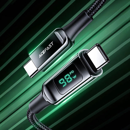 Καλώδιο Δεδομένων και Φόρτισης USB-C - USB-C Acefast C6-03 Display, 100W, 2m, Μαύρο