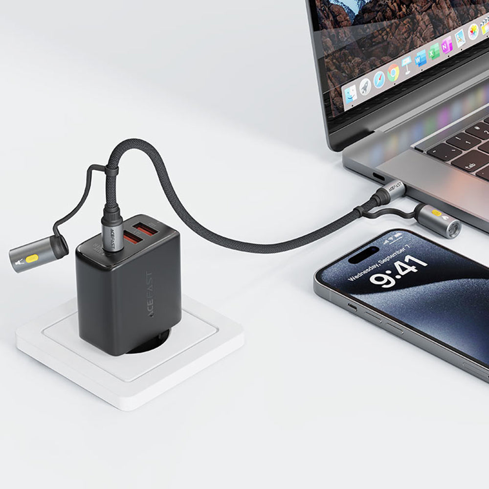 Καλώδιο Δεδομένων και Φόρτισης USB-C / Φακός - USB-C / Ηλεκτρικό Αναπτήρα Acefast J4, 60W, 1.2m, Μαύρο
