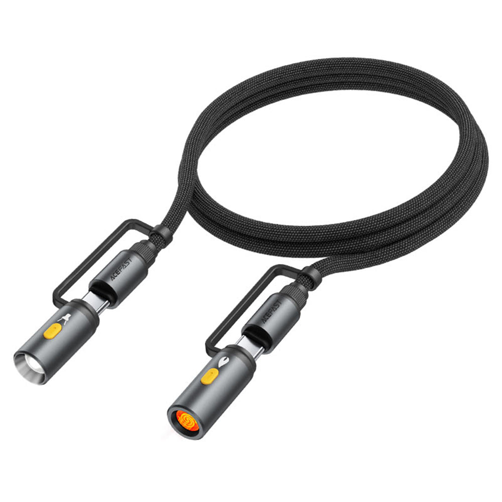 Καλώδιο Δεδομένων και Φόρτισης USB-C / Φακός - USB-C / Ηλεκτρικό Αναπτήρα Acefast J4, 60W, 1.2m, Μαύρο