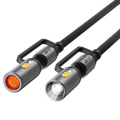 Καλώδιο Δεδομένων και Φόρτισης USB-C / Φακός - USB-C / Ηλεκτρικό Αναπτήρα Acefast J4, 60W, 1.2m, Μαύρο