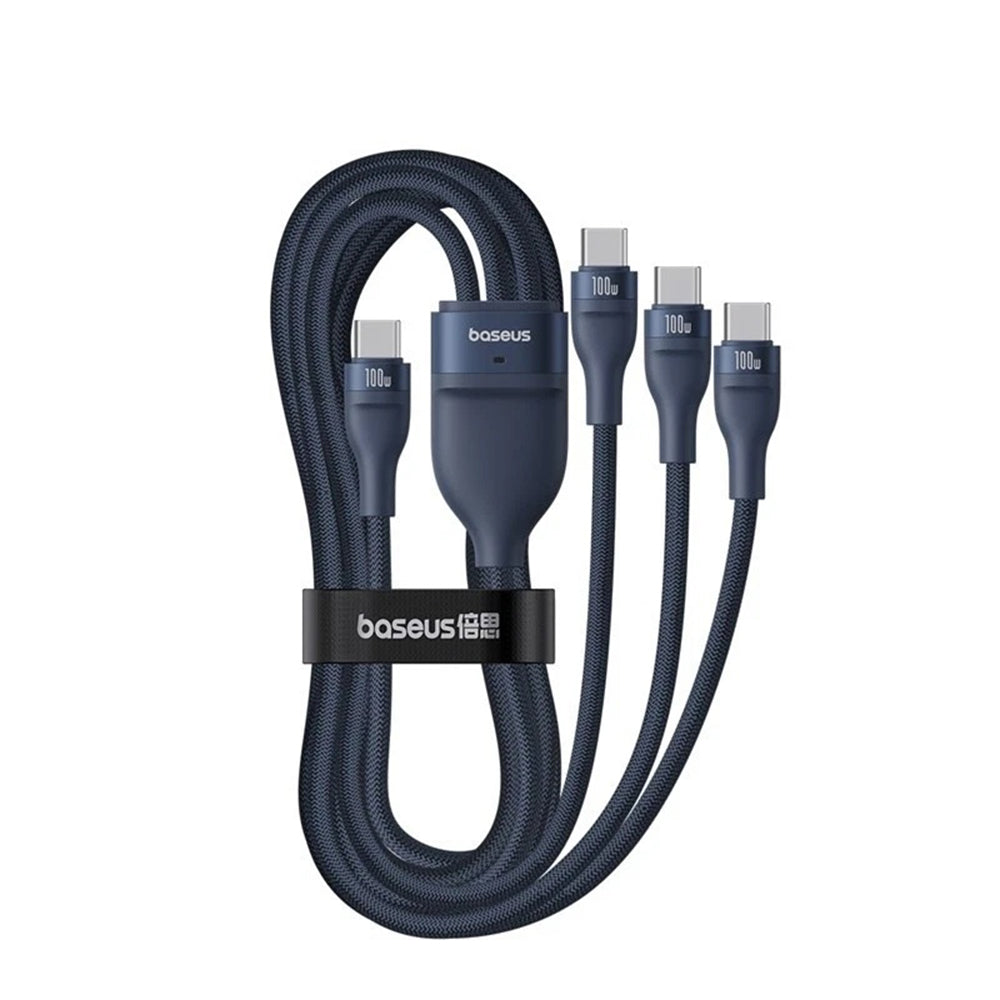 Καλώδιο Φόρτισης USB-C - 3 x USB-C Baseus Flash Series III 3in1, 100W, 1.5m, Μπλε P10377503321-00