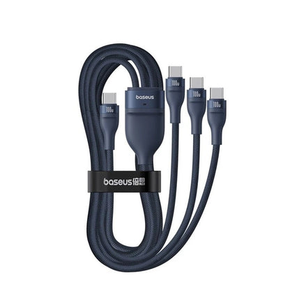 Καλώδιο Φόρτισης USB-C - 3 x USB-C Baseus Flash Series III 3in1, 100W, 1.5m, Μπλε P10377503321-00