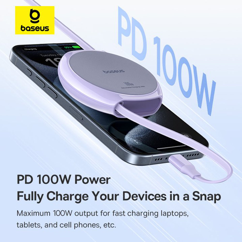 USB-C Data and Charging Cable - USB-C Baseus Pathfinder Retractable, 100W, 1m, Purple P10368400511-00