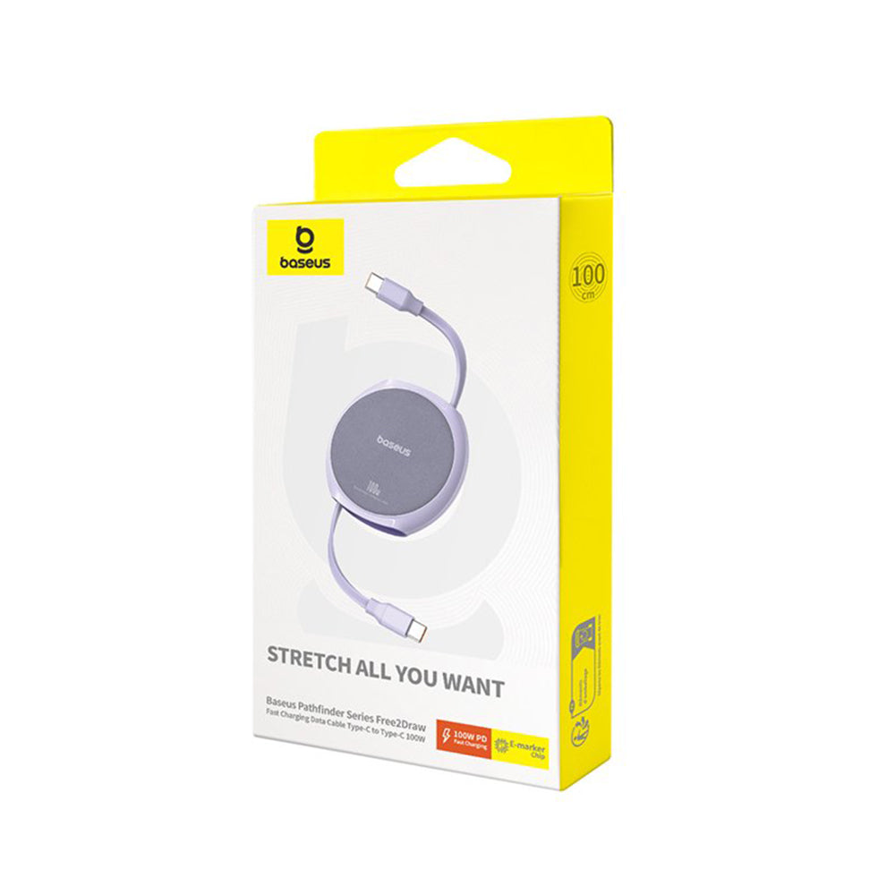 USB-C Data and Charging Cable - USB-C Baseus Pathfinder Retractable, 100W, 1m, Purple P10368400511-00