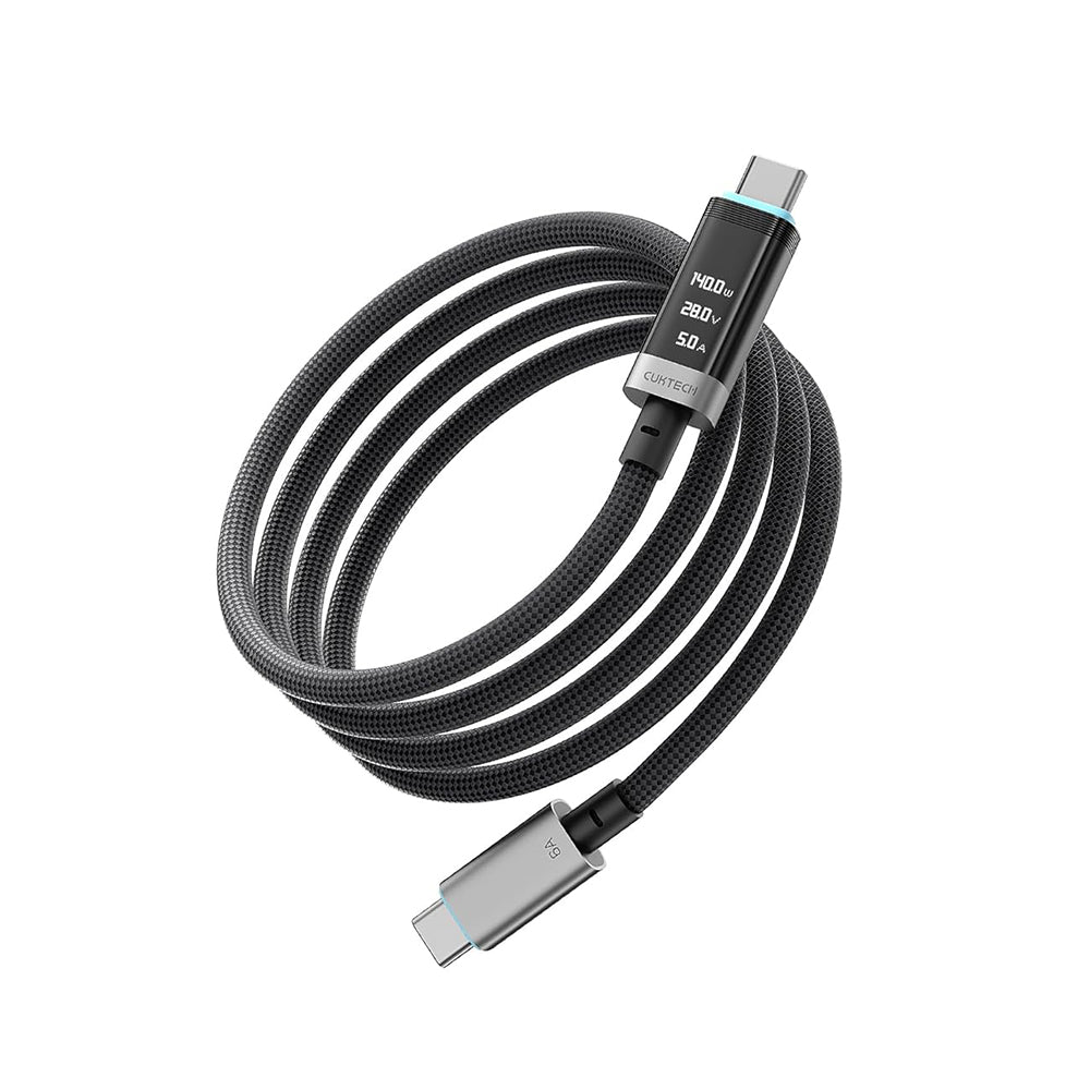 Καλώδιο Δεδομένων και Φόρτισης USB-C - USB-C Cuktech CTC620P Οθόνη, 240W, 2μ, Μαύρο CCTC620POSBK