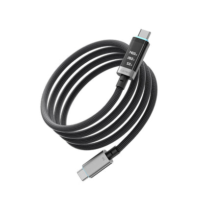 Καλώδιο Δεδομένων και Φόρτισης USB-C - USB-C Cuktech CTC620P Οθόνη, 240W, 2μ, Μαύρο CCTC620POSBK