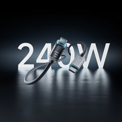Καλώδιο Δεδομένων και Φόρτισης USB-C - USB-C Cuktech CTC620P Οθόνη, 240W, 2μ, Μαύρο CCTC620POSBK