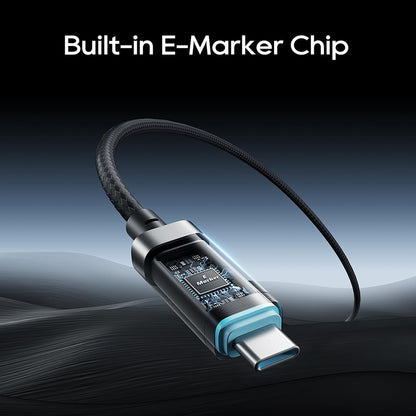 Καλώδιο Δεδομένων και Φόρτισης USB-C - USB-C Cuktech CTC620P Οθόνη, 240W, 2μ, Μαύρο CCTC620POSBK