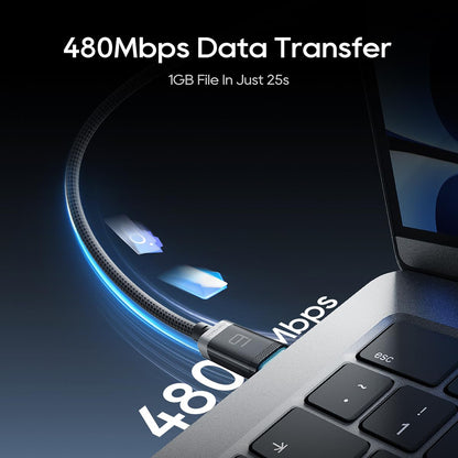 Καλώδιο Δεδομένων και Φόρτισης USB-C - USB-C Cuktech CTC620P Οθόνη, 240W, 2μ, Μαύρο CCTC620POSBK