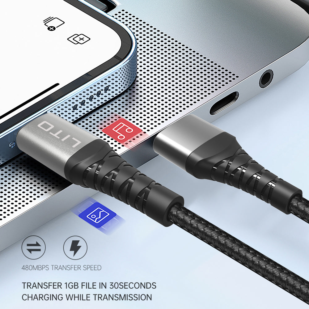 USB-C Data and Charging Cable - USB-C Lito LD08CC, 60W, 1m, Black