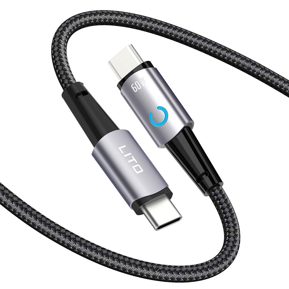 Καλώδιο Δεδομένων και Φόρτισης USB-C - USB-C Lito LD10CC, 60W, 1m, Μαύρο