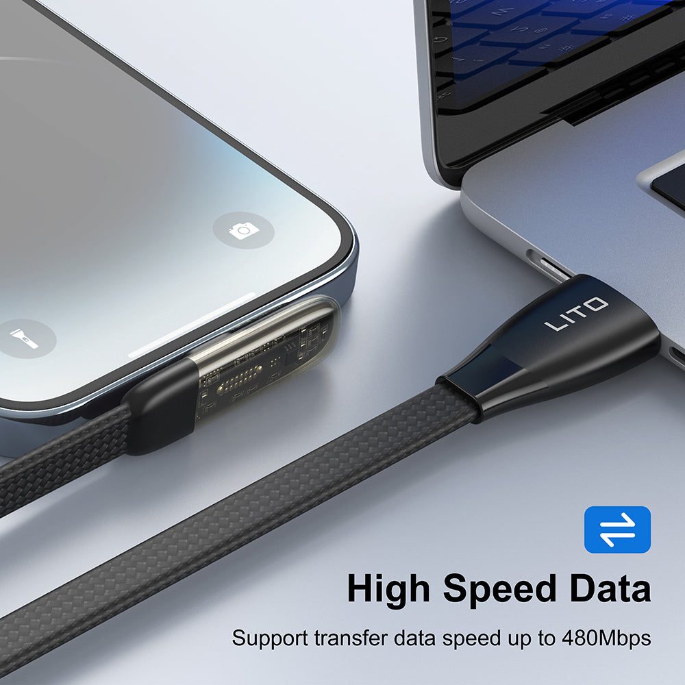 Καλώδιο Δεδομένων και Φόρτισης USB-C - USB-C Lito LD11CC, 60W, 1m, Μαύρο