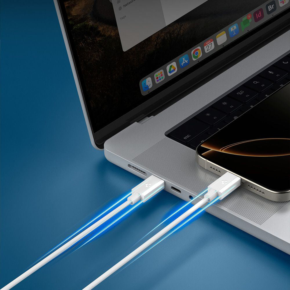 Καλώδιο Δεδομένων και Φόρτισης USB-C - USB-C Spigen Essential, 60W, 1m, Λευκό ACA08717