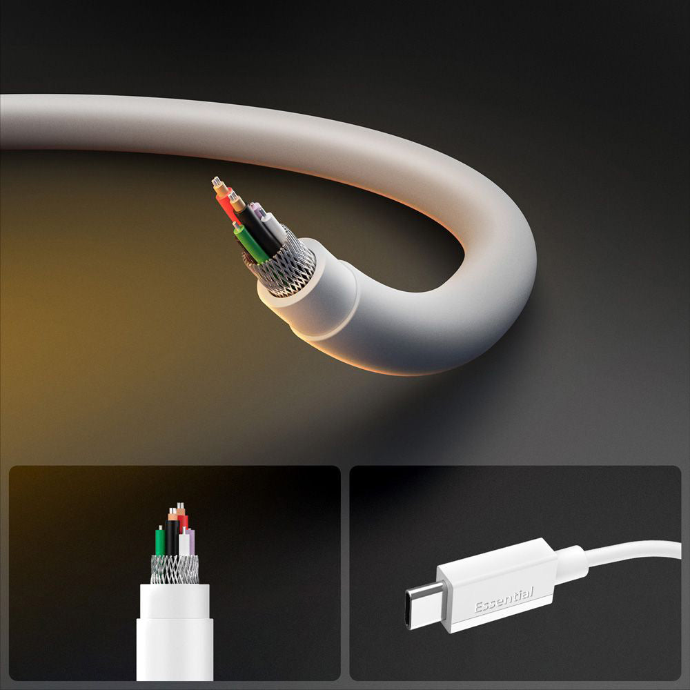 Καλώδιο Δεδομένων και Φόρτισης USB-C - USB-C Spigen Essential, 60W, 1m, Λευκό ACA08717