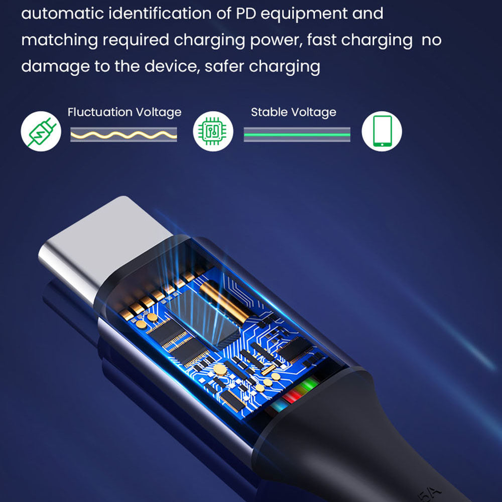USB-C Data and Charging Cable - USB-C Techsuit PCB018, 100W, 1m, Black