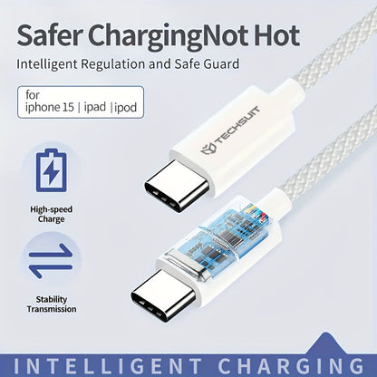 USB-C Data and Charging Cable - USB-C Techsuit PCB114D, 60W, 1m, Yellow