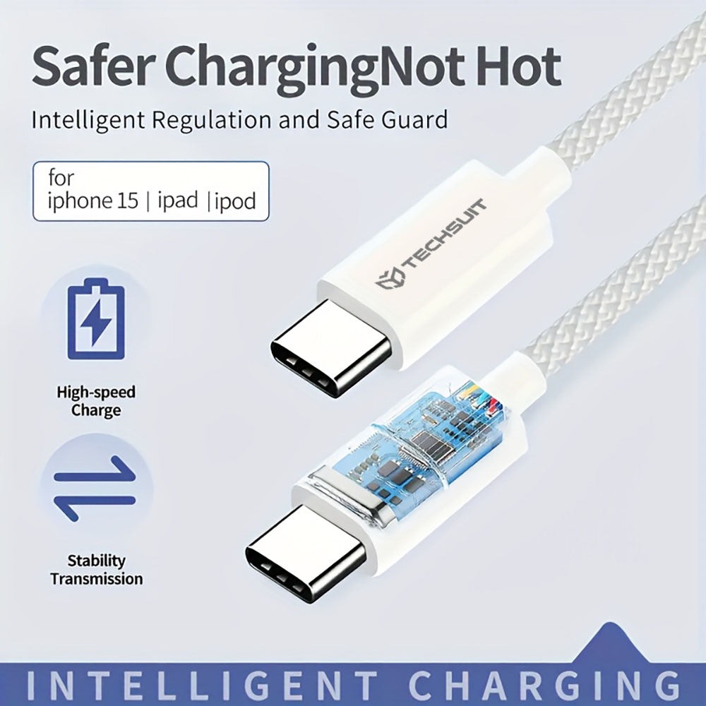 USB-C Data and Charging Cable - USB-C Techsuit PCB114D, 60W, 1m, Black