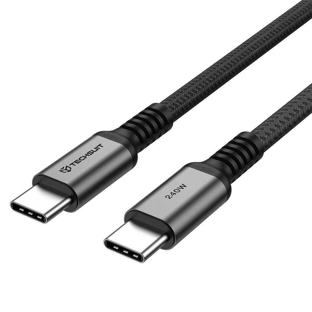 USB-C Data and Charging Cable - USB-C Techsuit TitanSync Pro CX2, 240W, 1m, Gray