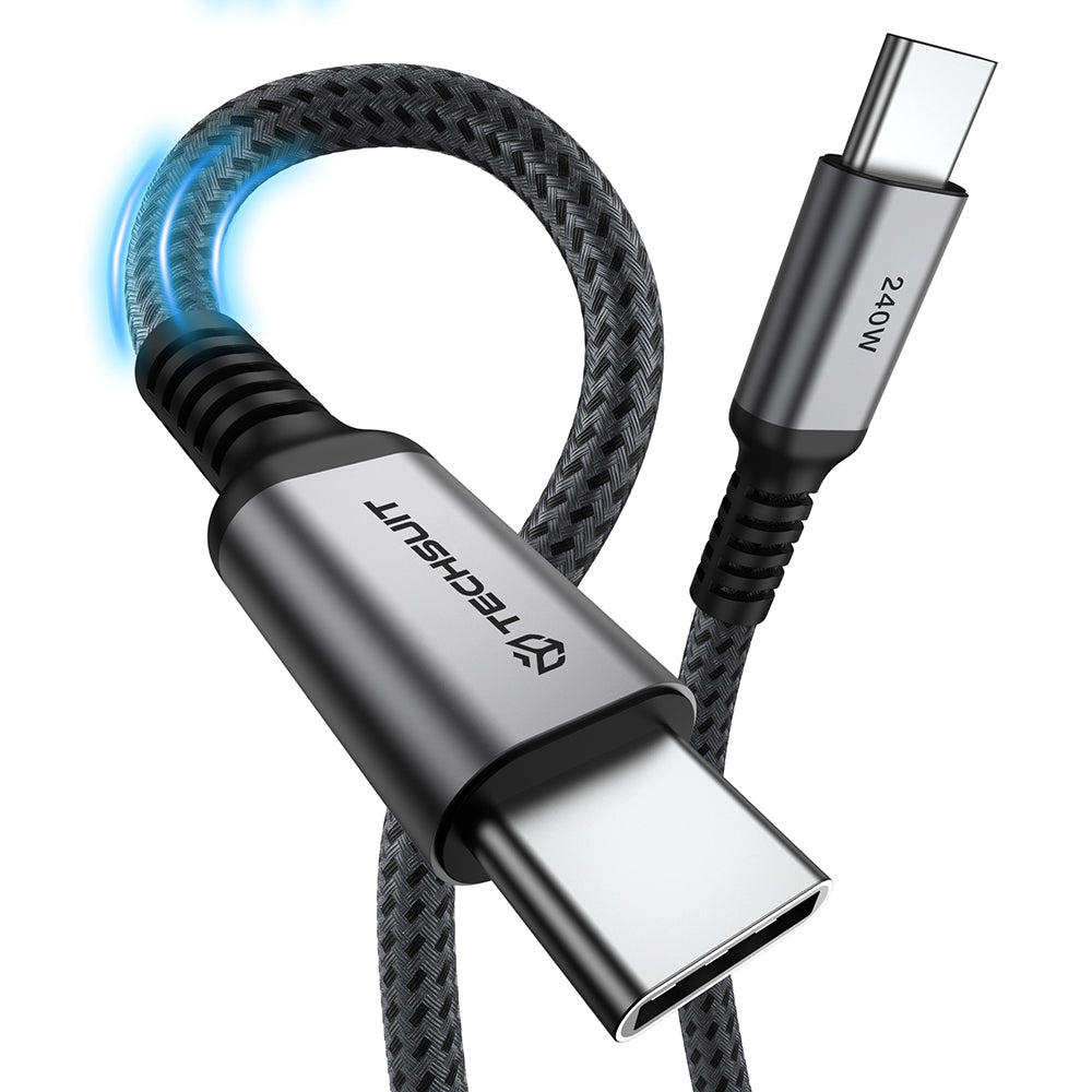 USB-C Data and Charging Cable - USB-C Techsuit TitanSync Pro CX2, 240W, 1m, Gray