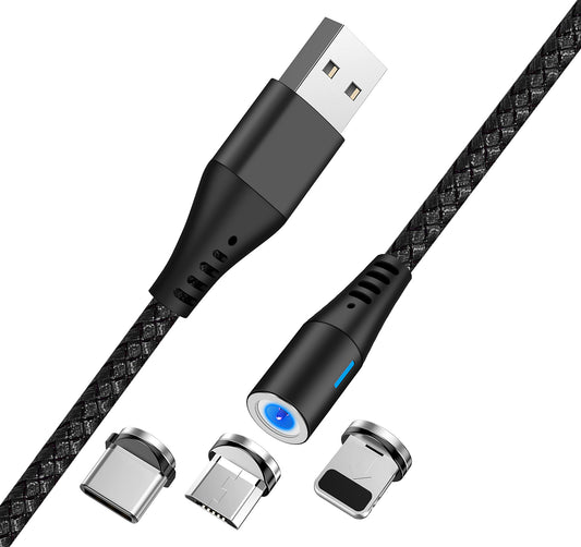 Καλώδιο Φόρτισης USB-A - Lightning / microUSB / USB-C MaXlife MXUC-02 Μαγνητικό 3σε1, 18W, 1μ, Μαύρο