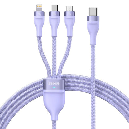 Καλώδιο Φόρτισης USB-A - Lightning / microUSB / USB-C Baseus Flash Series II 3in1, 100W, 1.2m, Μωβ CASS030005