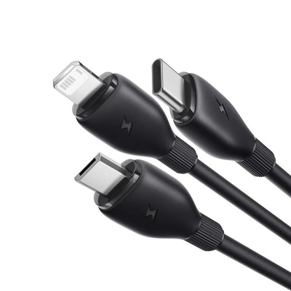 Καλώδιο Φόρτισης USB-A - Lightning / microUSB / USB-C Baseus Ultra Fast 3in1, 18W, 1.3m, Μαύρο P10376303121-00
