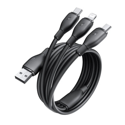 Καλώδιο Φόρτισης USB-A - Lightning / microUSB / USB-C Baseus Ultra Fast 3in1, 18W, 1.3m, Μαύρο P10376303121-00