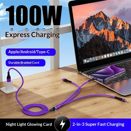 USB-C / USB-A Charging Cable - Lightning / microUSB / USB-C OEM B6, 100W, 1.2m, Black