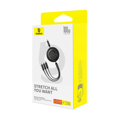 Καλώδιο Φόρτισης USB-C - Lightning / microUSB / USB-C Baseus Free2Draw Αναδιπλούμενο, 100W, 1.1m, Μαύρο P10368700111-04