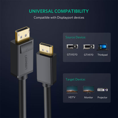 UGREEN DP102 Video Cable, DisplayPort - DisplayPort, 4K, 2m, Black