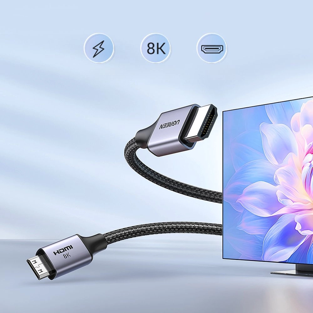 UGREEN HD163 Video Cable, miniHDMI - HDMI, 8K, 2m, Gray