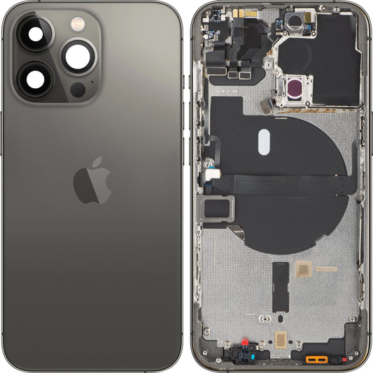 Apple iPhone 13 Pro Battery Cover, With Middle Case, Black (Graphite), Premium Swap