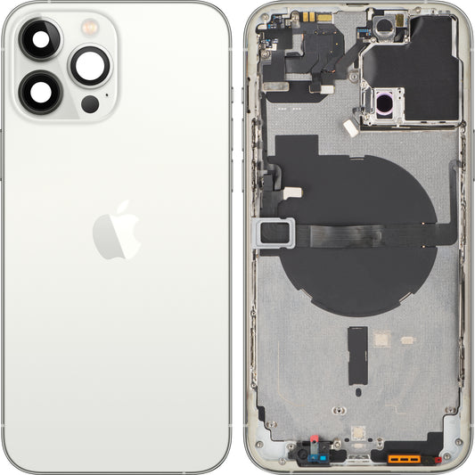 Apple iPhone 13 Pro Max Battery Cover, With Middle Case, Silver, Premium Swap