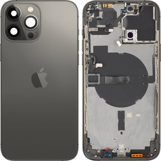 Apple iPhone 13 Pro Max Battery Cover, With Middle Case, Black (Graphite), Premium Swap