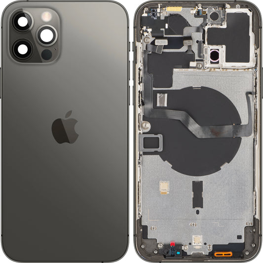 Apple iPhone 12 Pro Max Battery Cover, With Middle Case, Black (Graphite), Premium Swap