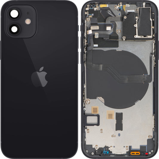 Πίσω Κάλυμμα Μπαταρίας Apple iPhone 12, Με Μεσαίο Πλαίσιο, Μαύρο, Premium Ανταλλακτικό