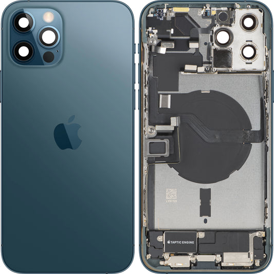 Apple iPhone 12 Pro Max Battery Cover, With Middle Case, Full Parts, Blue (Pacific Blue), Premium Swap