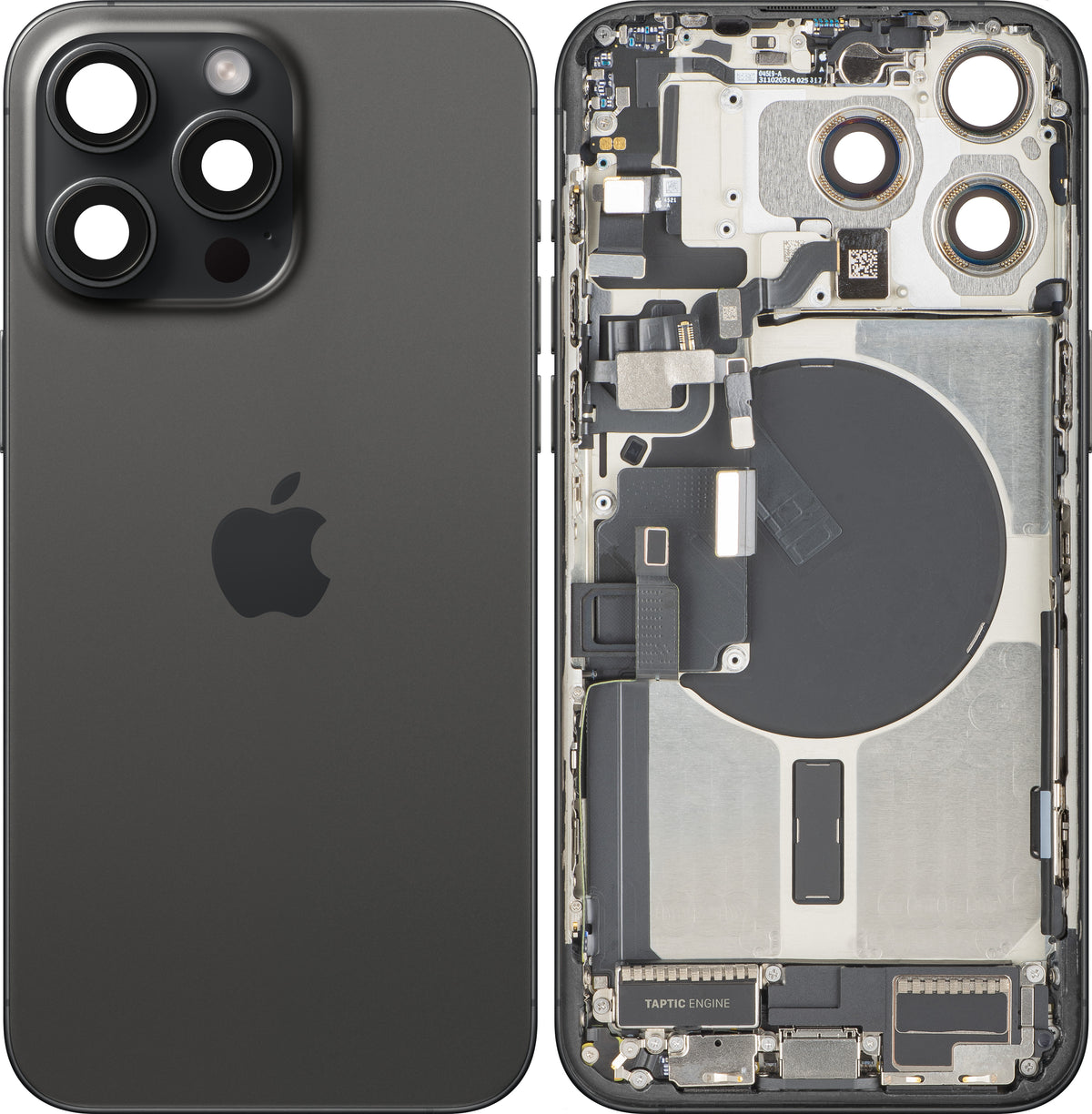 Πίσω Κάλυμμα Μπαταρίας Apple iPhone 15 Pro Max, Με Μεσαίο Πλαίσιο, Πλήρη Ανταλλακτικά, Μαύρο (Black Titanium), Premium Ανταλλαγή