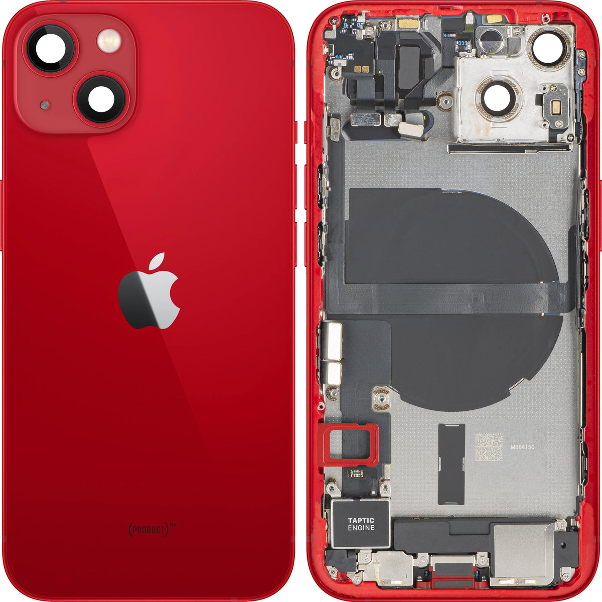 Apple iPhone 13 Battery Cover, With Middle Case, Full Parts, Red, Premium Swap