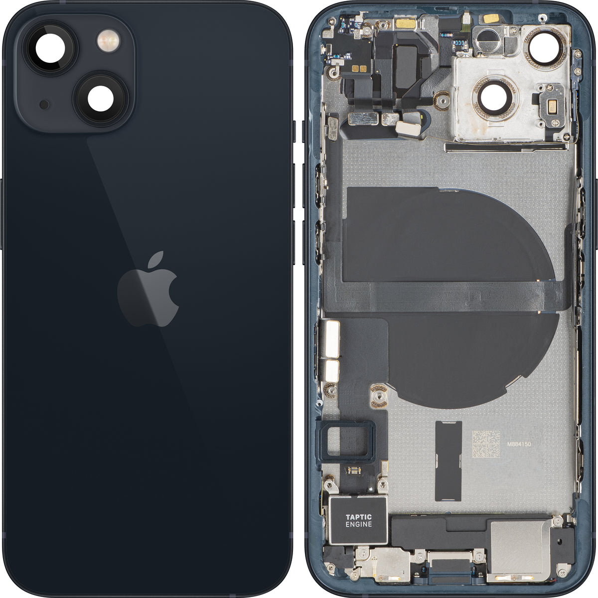 Apple iPhone 13 Battery Cover, With Middle Case, Full Parts, Black (Midnight), Premium Swap