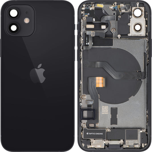 Πίσω Κάλυμμα Μπαταρίας Apple iPhone 12, Με Μεσαίο Πλαίσιο, Πλήρη Ανταλλακτικά, Μαύρο, Premium Ανταλλαγή